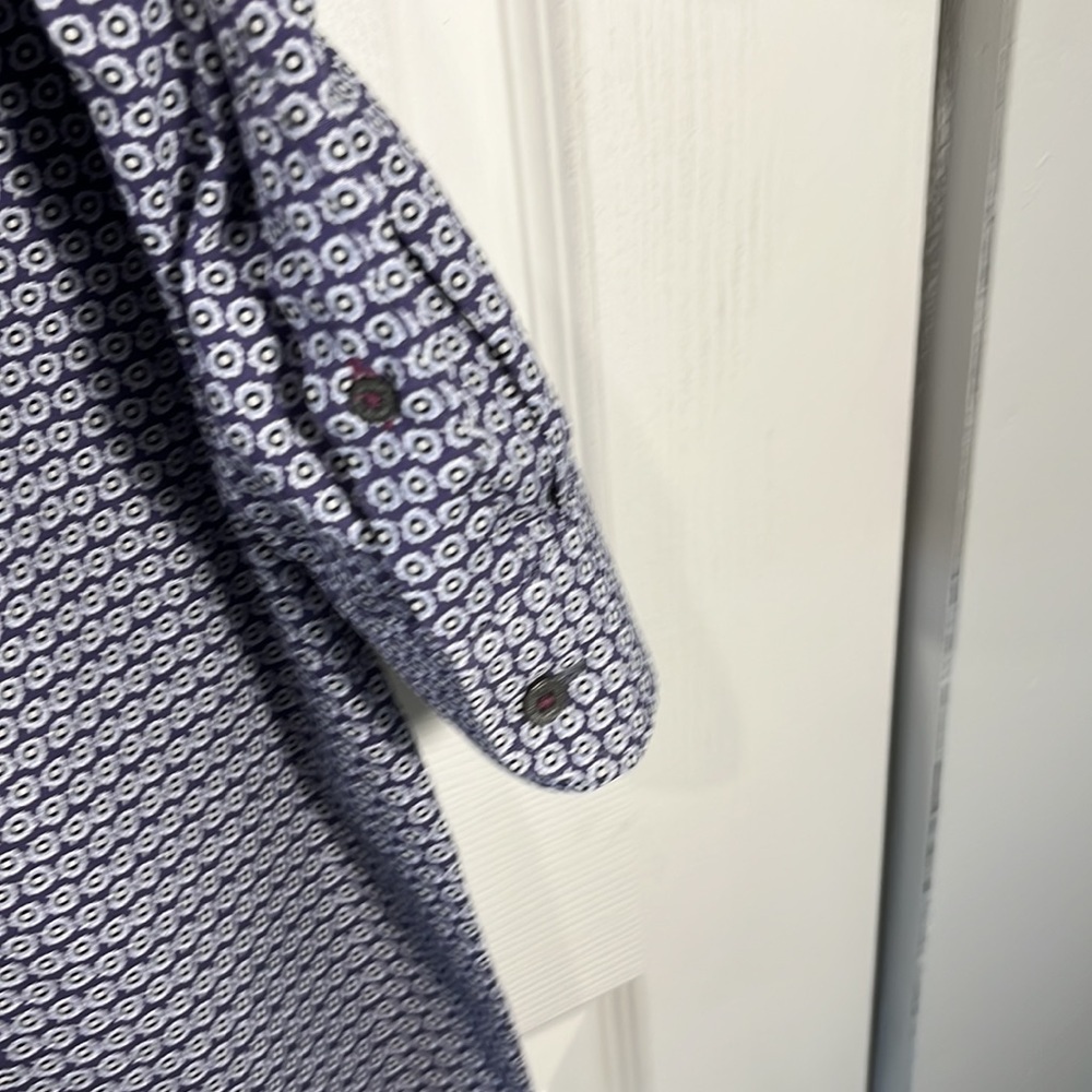 Ted Baker XXL Button Down Shirt Purple/Blue Print Long Sleeve Shirt Modern Fit - Picture 6 of 12